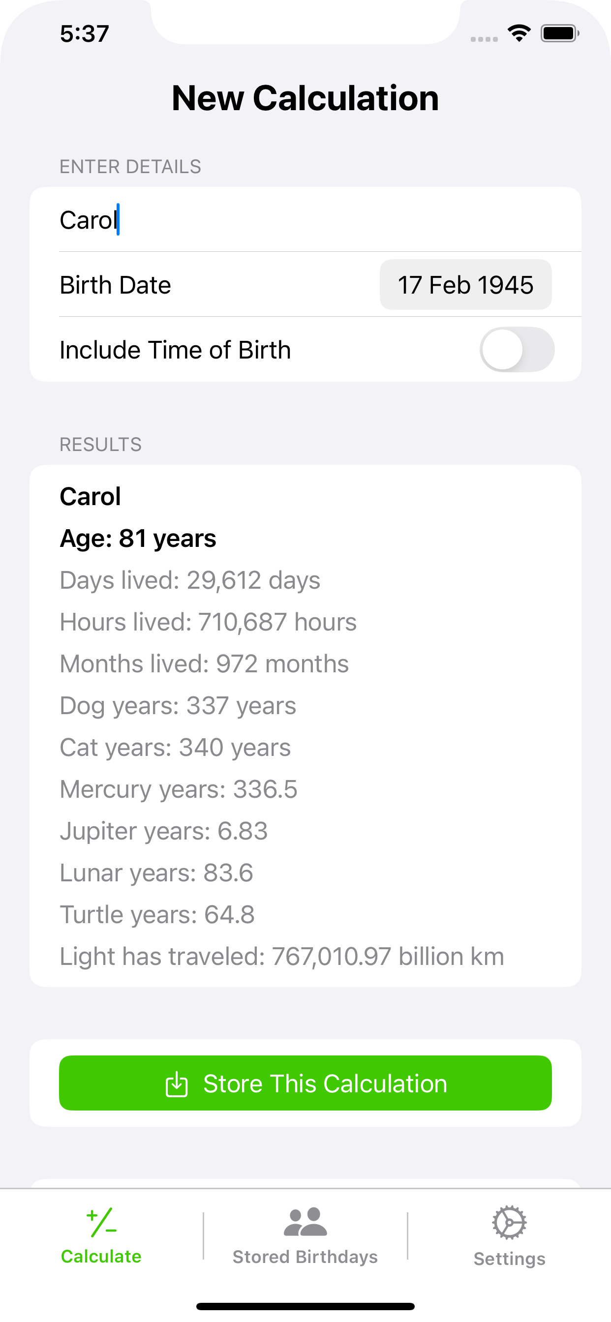 Age Calculator new calculation