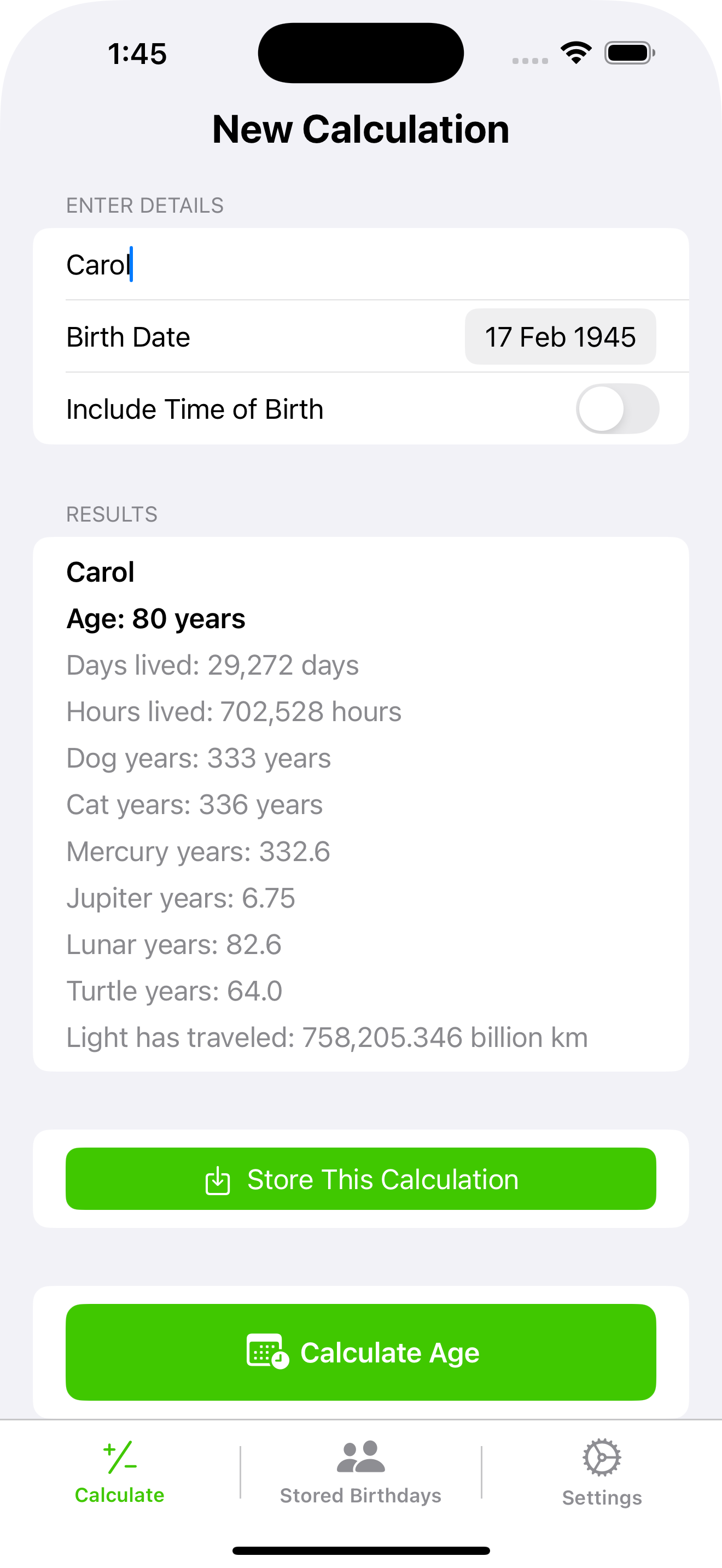 Age Calculator new calculation