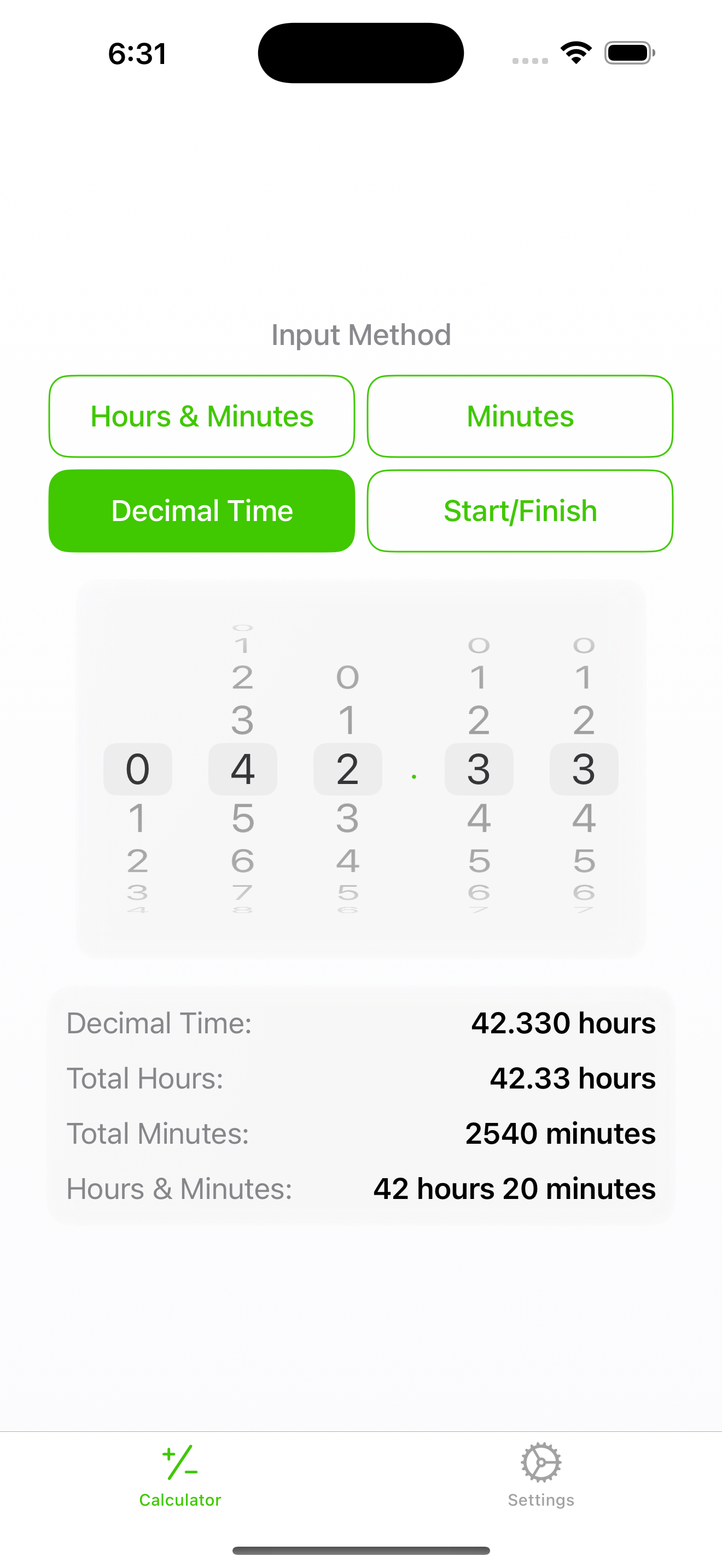 Hours decimal time