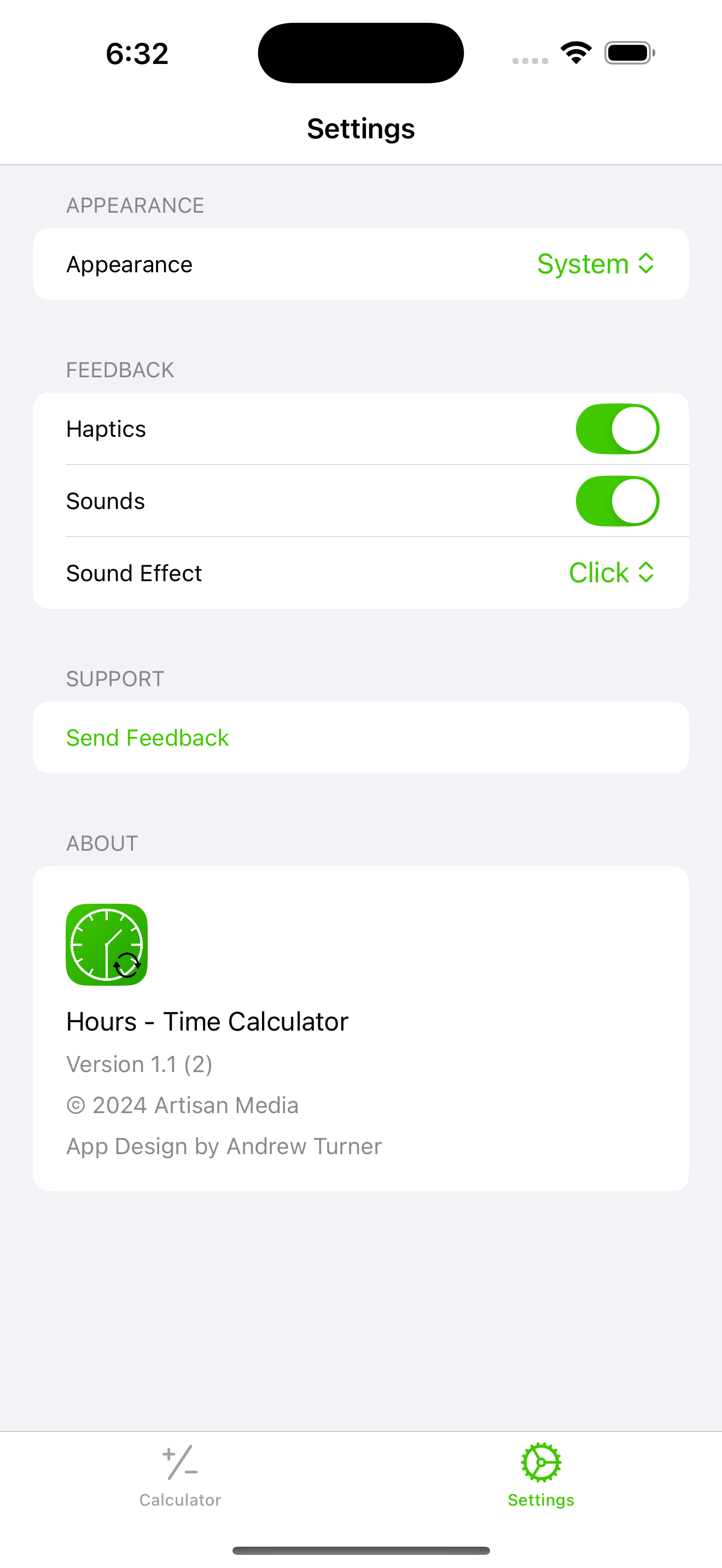 Hours settings