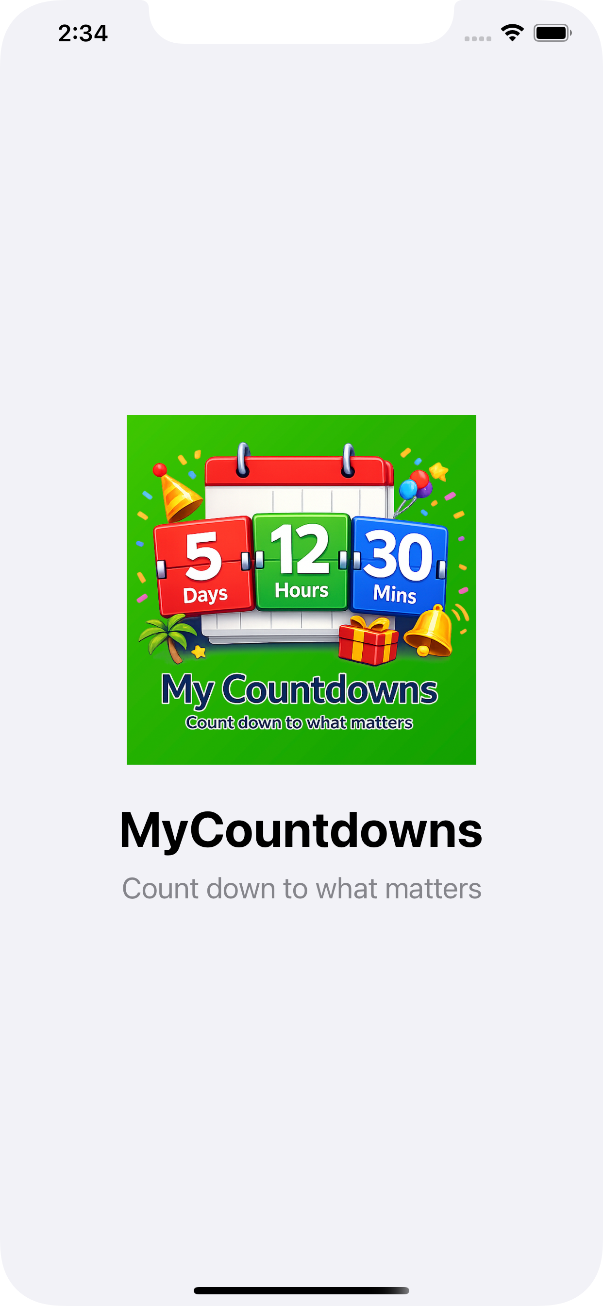 MyCountdowns splash screen