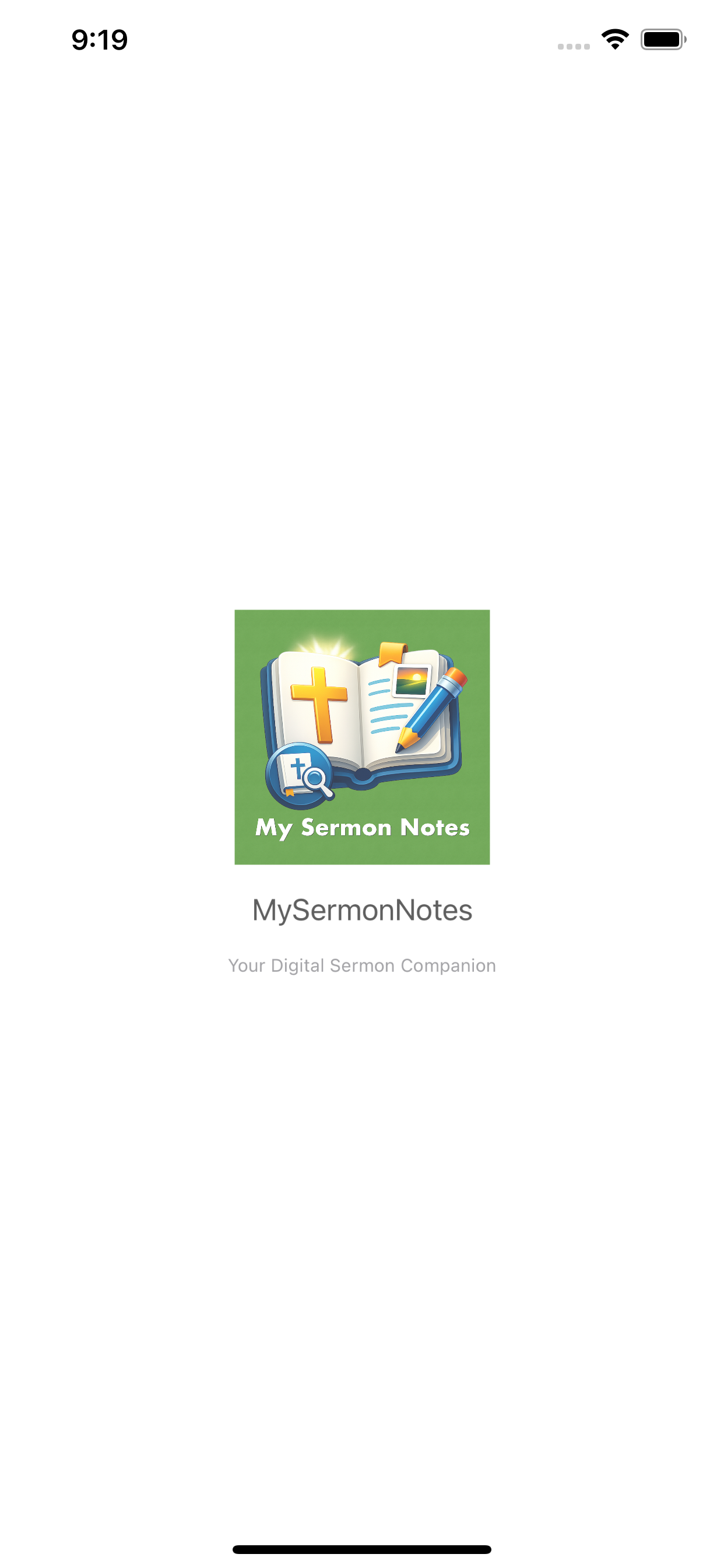 MySermonNotes splash screen