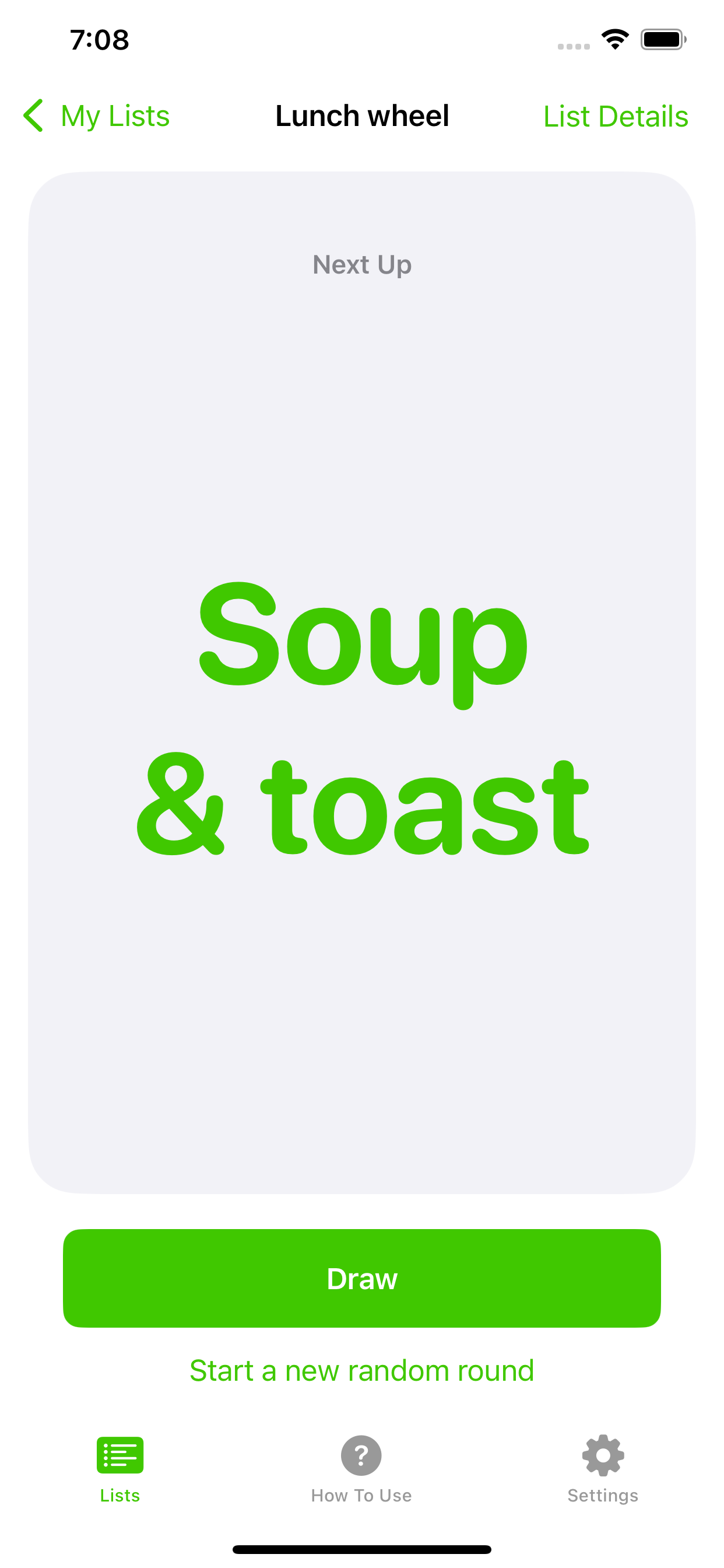 NextOne example list — turns