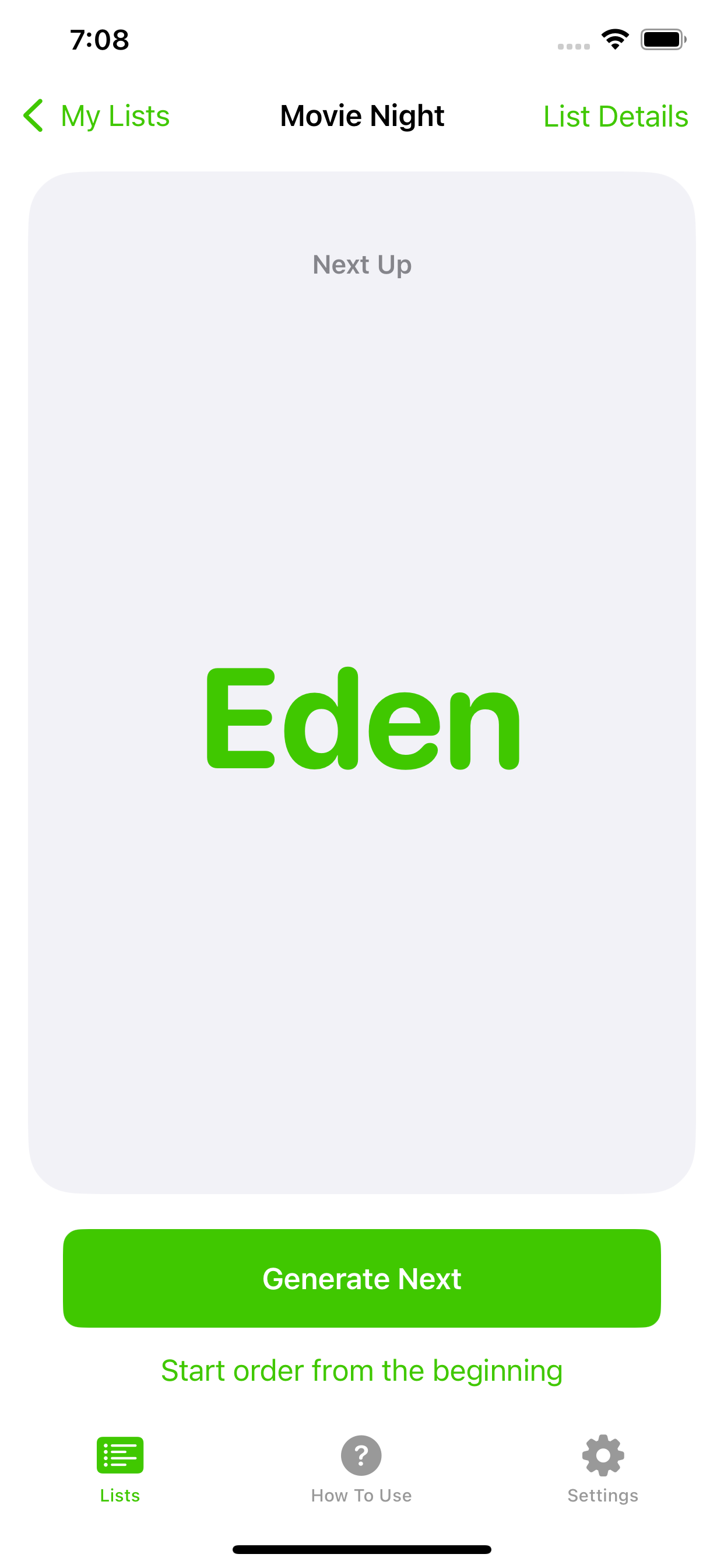 NextOne example list — movie night