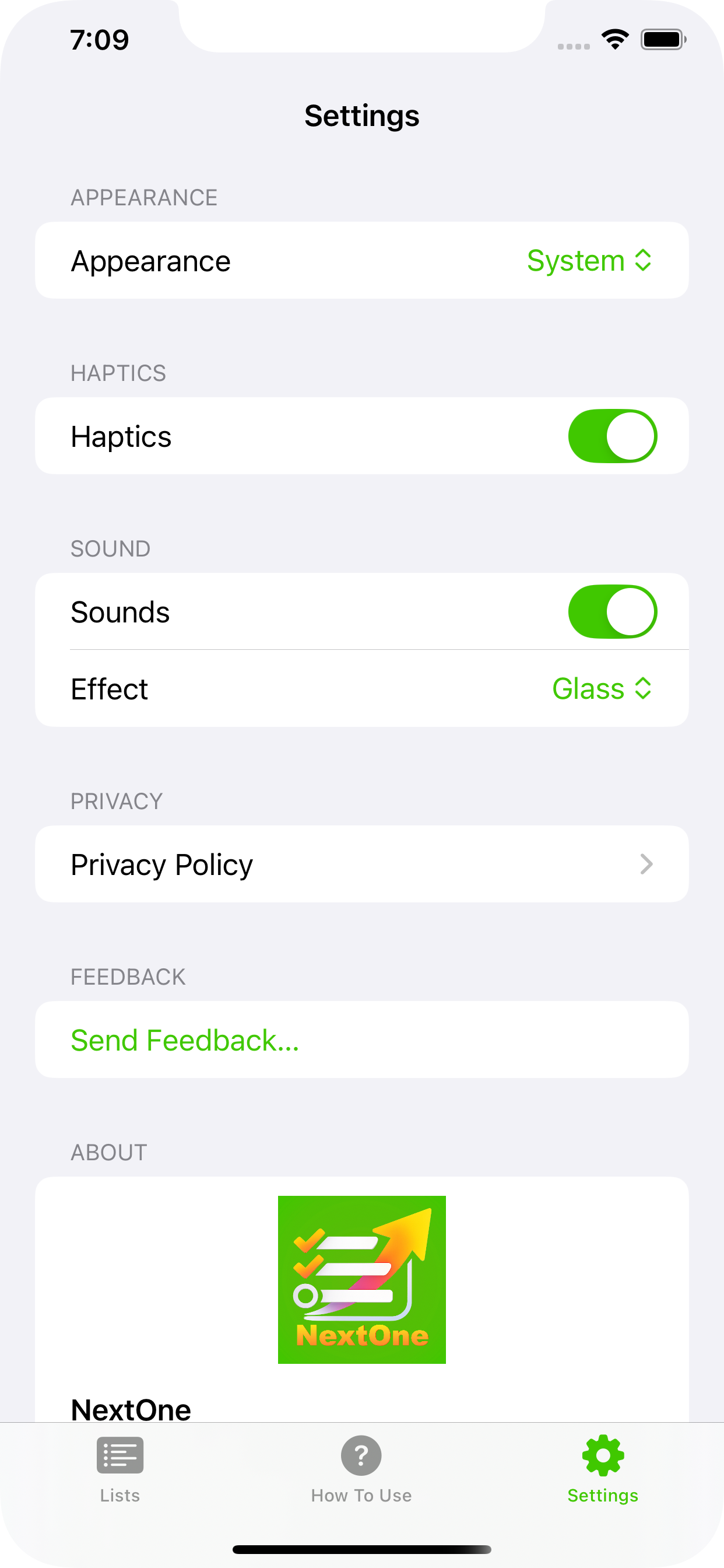 NextOne Settings