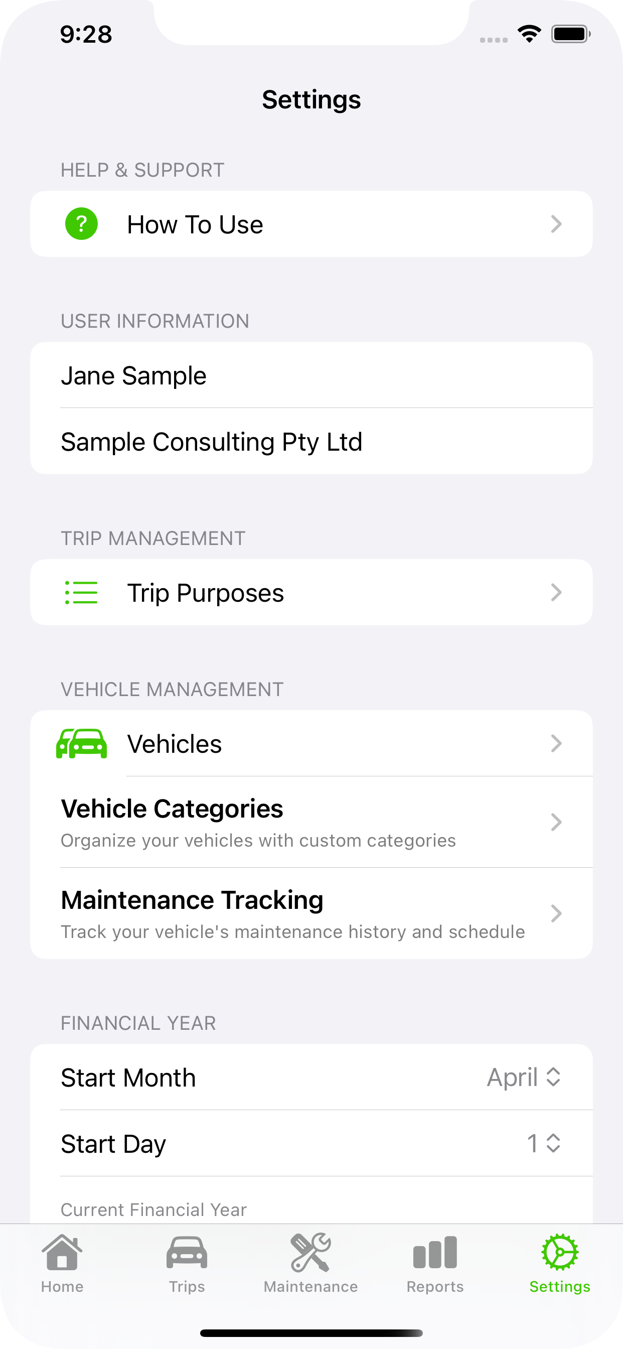 OdoLog settings