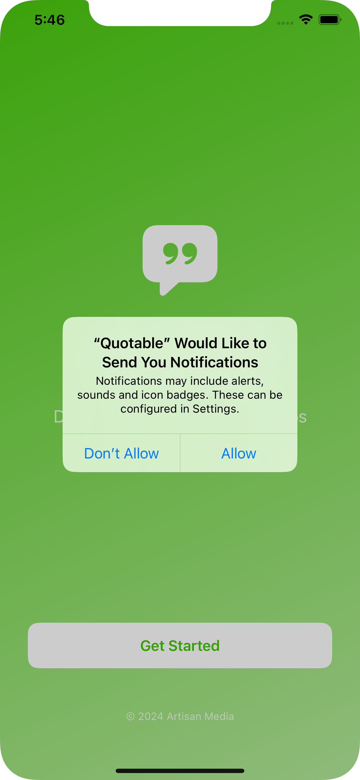 Quotable daily notifications