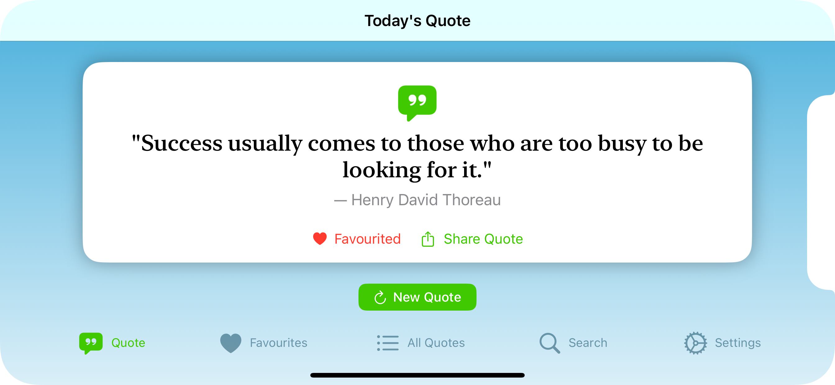 Quotable quote view in landscape