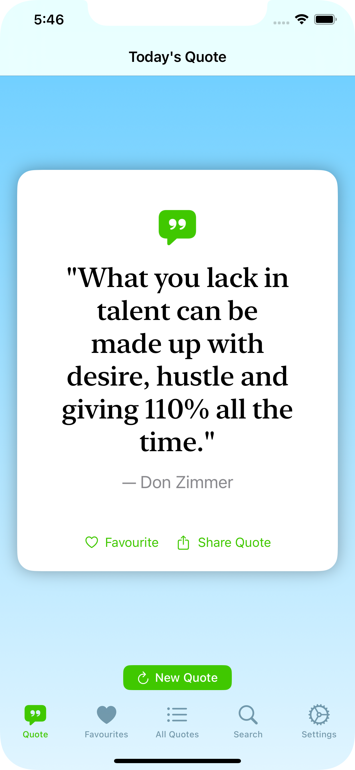 Quotable quote view in portrait
