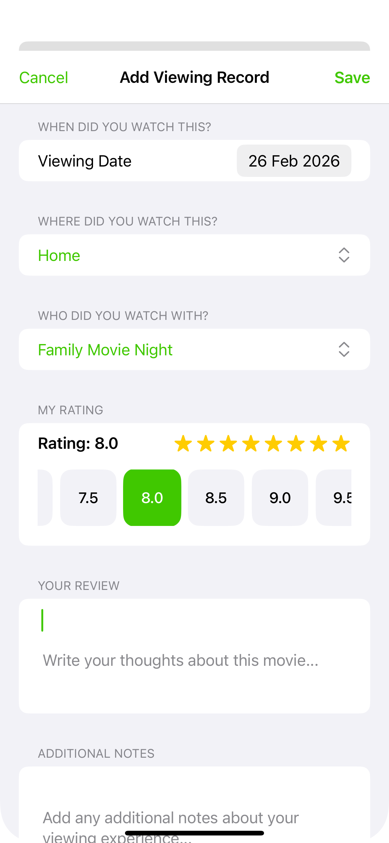 SeenTracker add viewing record