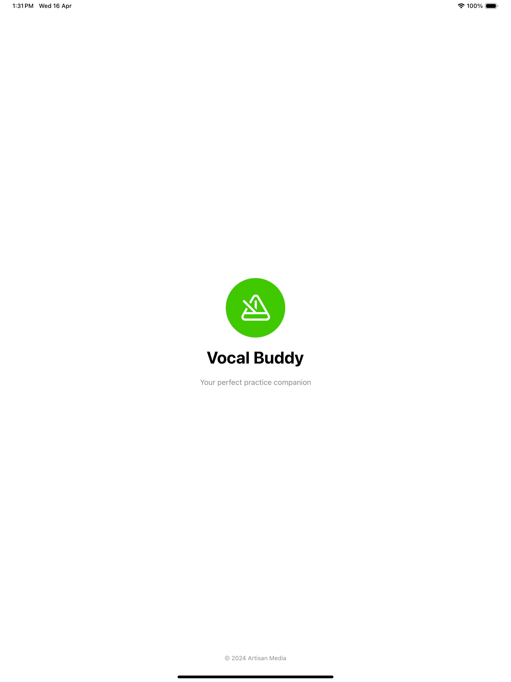 Vocal Buddy iPad home