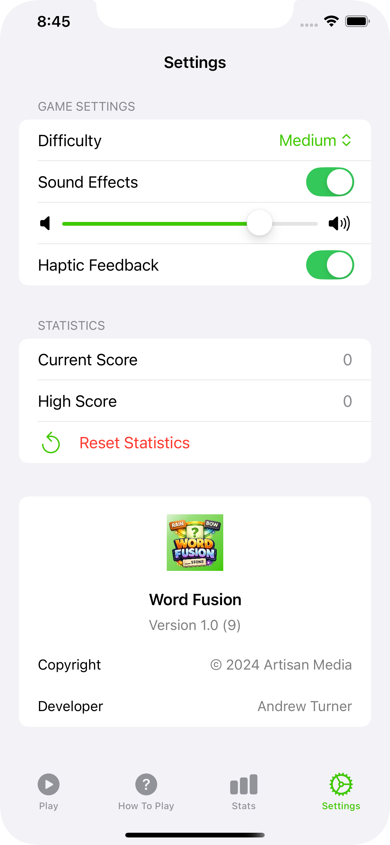 Word Fusion settings